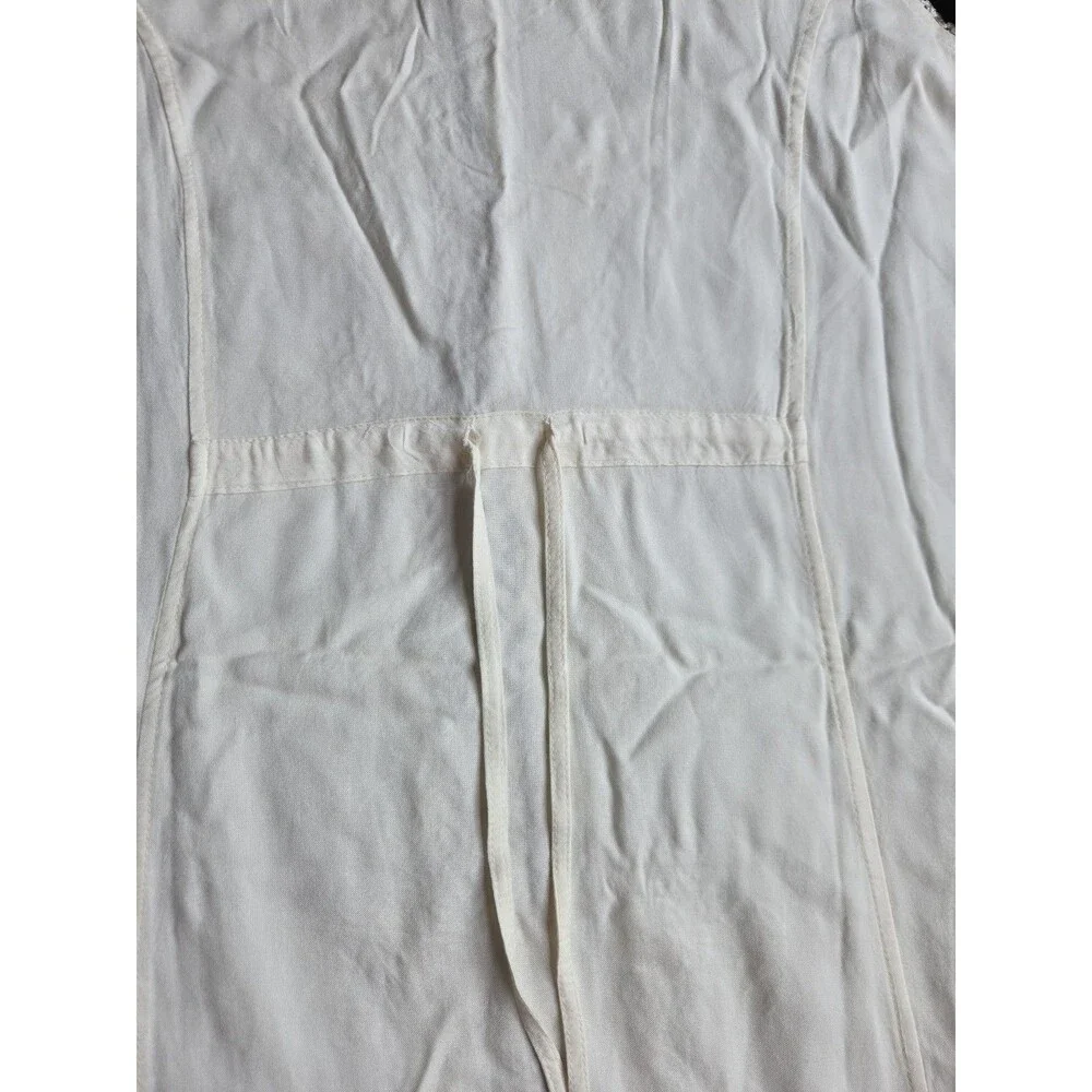 Raya Sun Swing Tank Dress L Cream Embroidery Lace Ruffles Lightweight Buttons - Picture 10 of 11